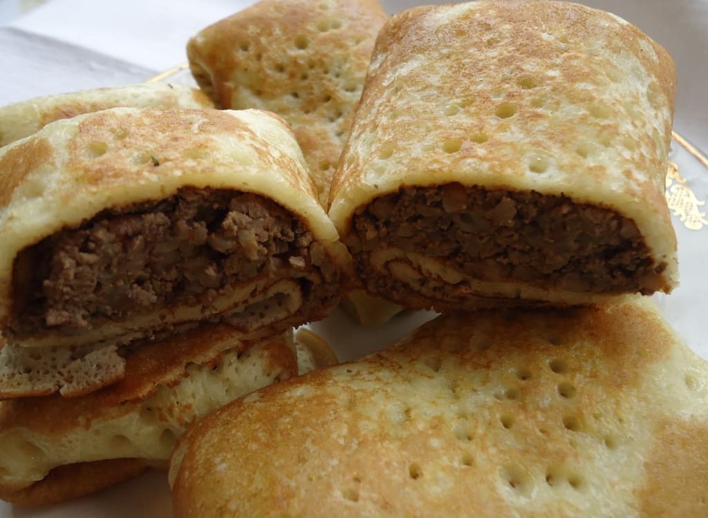 Блины с начинкой из печени
