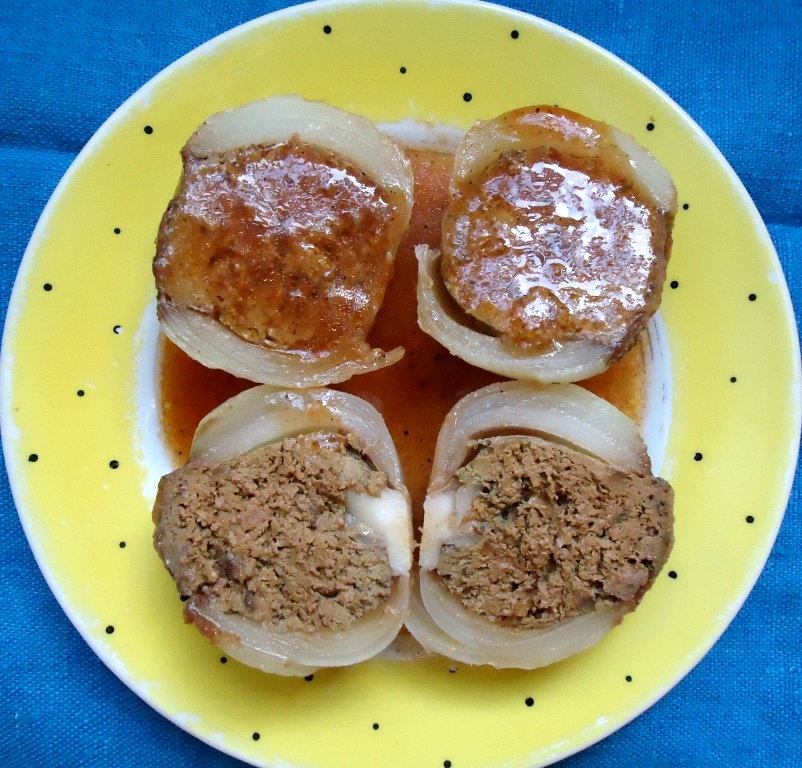 Лук фаршированный печенью