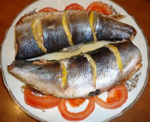 Голец запеченный с лимоном