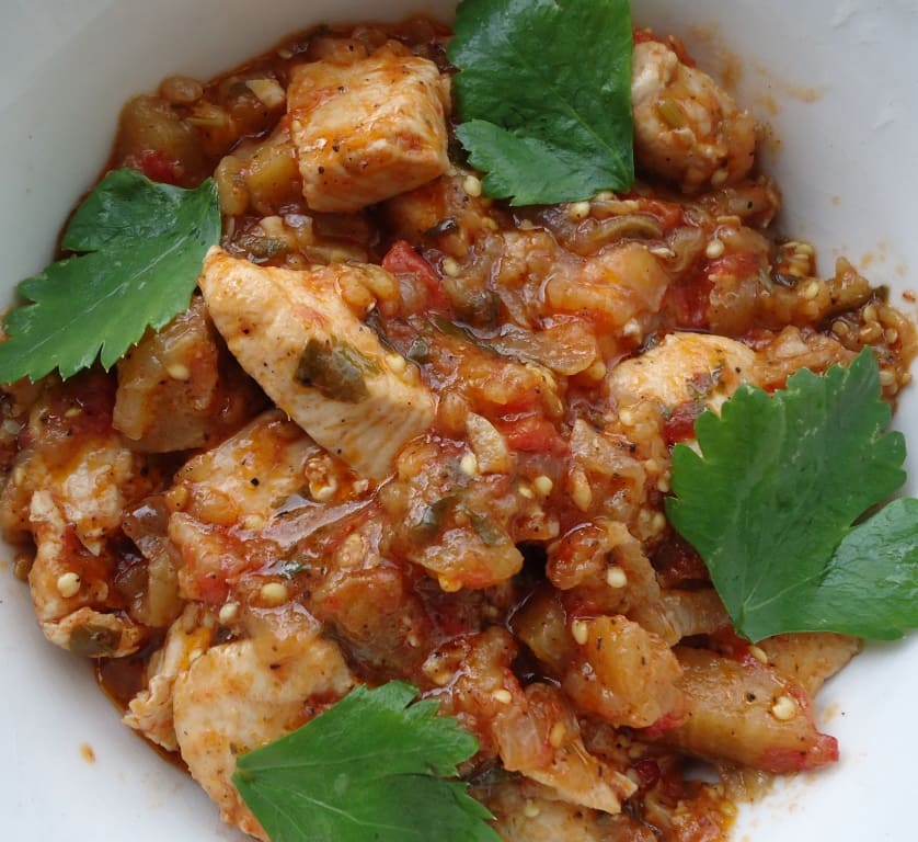 Куриная грудка с баклажанами