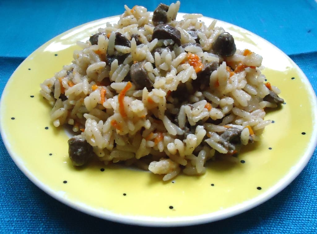 Плов с куриными сердечками