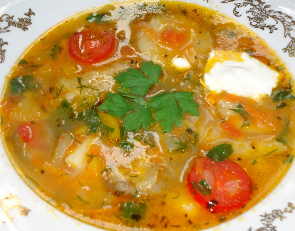 Овощной суп с баклажанами