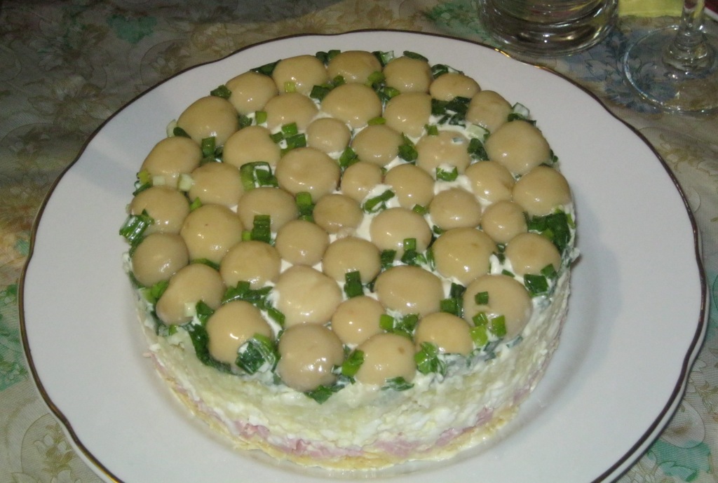 Закусочный торт с шампиньонами Закусочный торт с шампиньонами